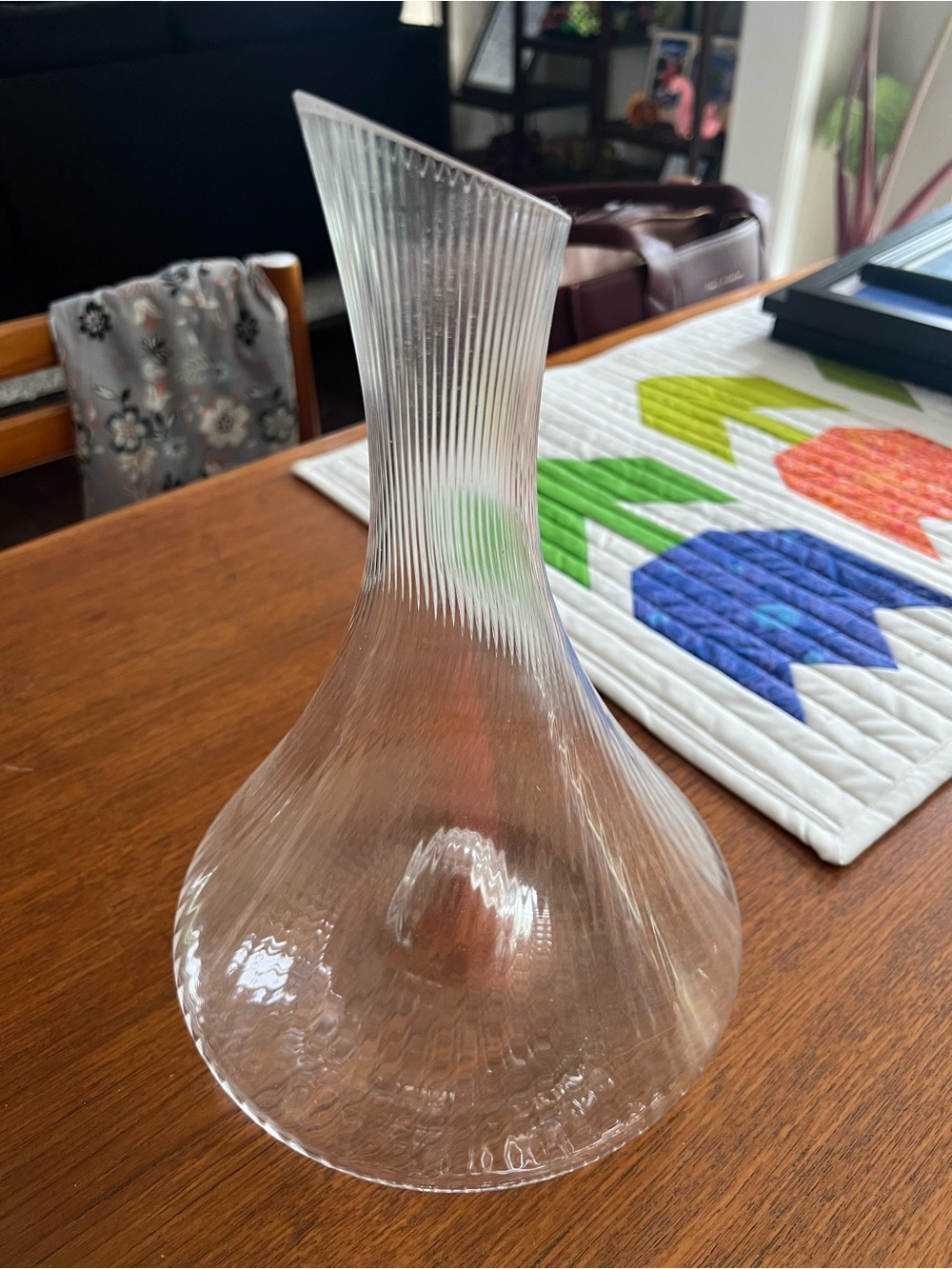 Clear Ribbed Glass Vase/Decanter